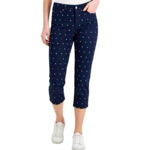 Charter Club Denim Bristol Heart Capri Pants Blue Tummy Control Slim Stretch 10